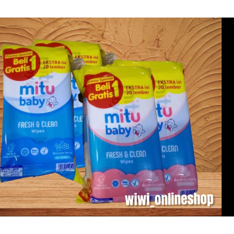 MITU tisu basah 50 sheet BUY 1 GET 1)baby wipes