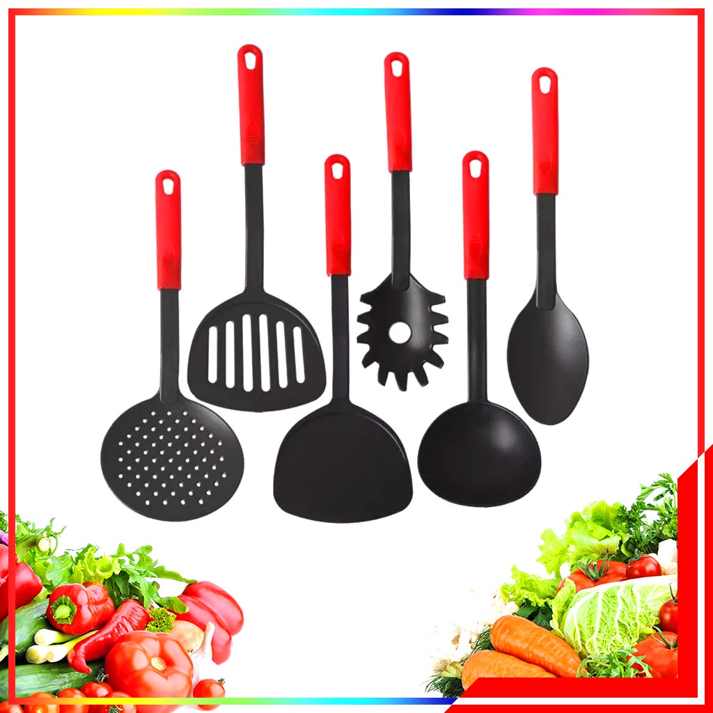 Kitchen Set Tool Spatula Set 6 In 1 - Peralatan Tumis Masak Centong Sutil Spatula Set Alat Masak Isi 6