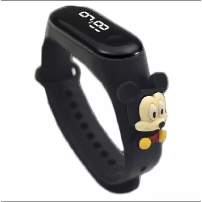Jam tangan anak LED Display TAHAN AIR  elektronik arloji motif karakter kartun bahan rubber silikon-Mickey mouse