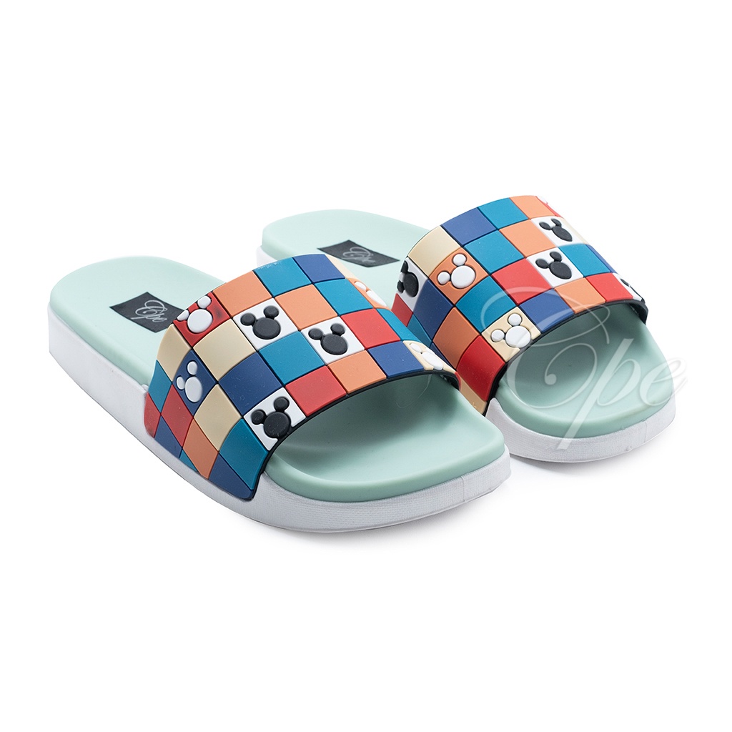 CALL  SLPT MKEY Sandal Slop Slip On Teplek Wanita Sandal Cewek-V.2 Green