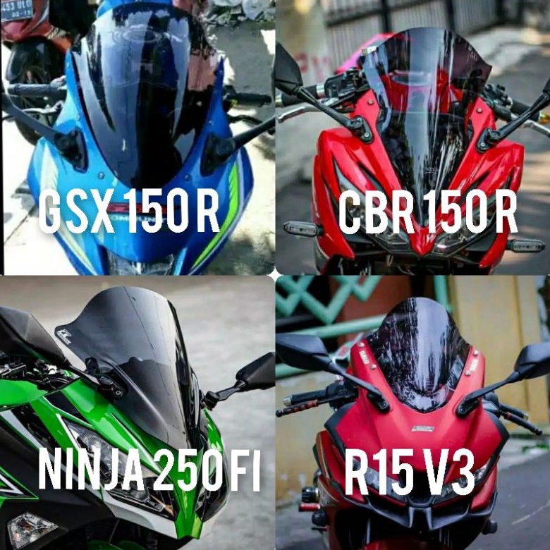 VISOR CBR FACELIT GSX R15 WINSHIELD CBR GSX R15 NINJA 250 FI DLL UNIVERSAL