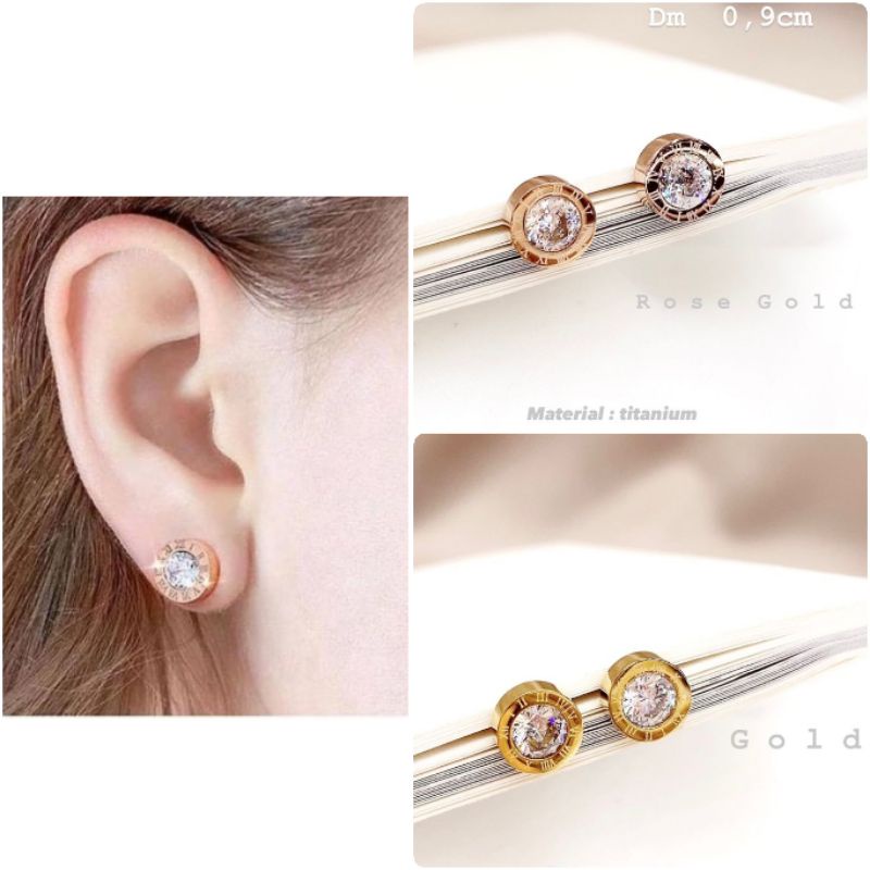 Anting Titanium Stainless steel ori anti karat Earring rosegold Premium Quality at099