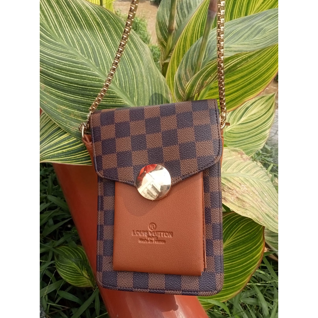 Tas jinjing/Tas selempang/Tas import wanita coklat kotak catur