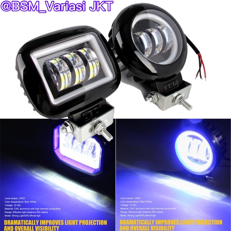 Lampu Tembak Sorot LED CWL 3 Mata Lensa 6D 30 watt cree angel Eye Square UNIVERSAL