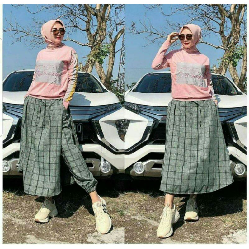 ST Set Stelan Atasan Babyterry Kulot Katun Zara Famous