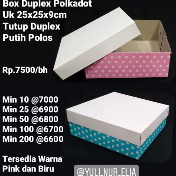 

Box Duplex Polkadot Uk 25x25x9cm Tutup Duplex Putih Polos