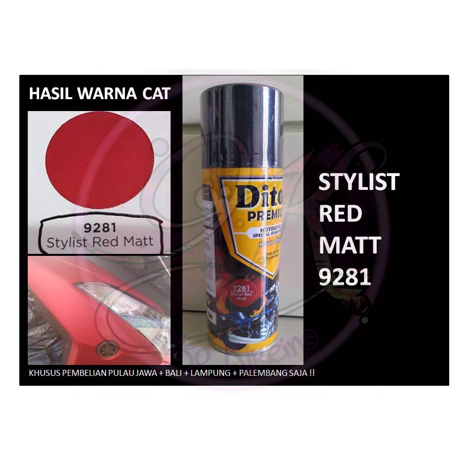 Cat Pilox Diton Premium Stylist Red Mat 9281 400ml merah doff pcx nmax