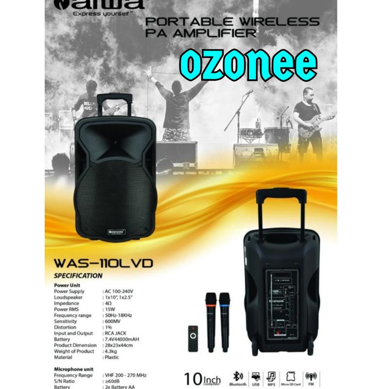 SPEAKER PORTABLE MEETING AIWA WAS 110 LVD 110LVD 10 INCH