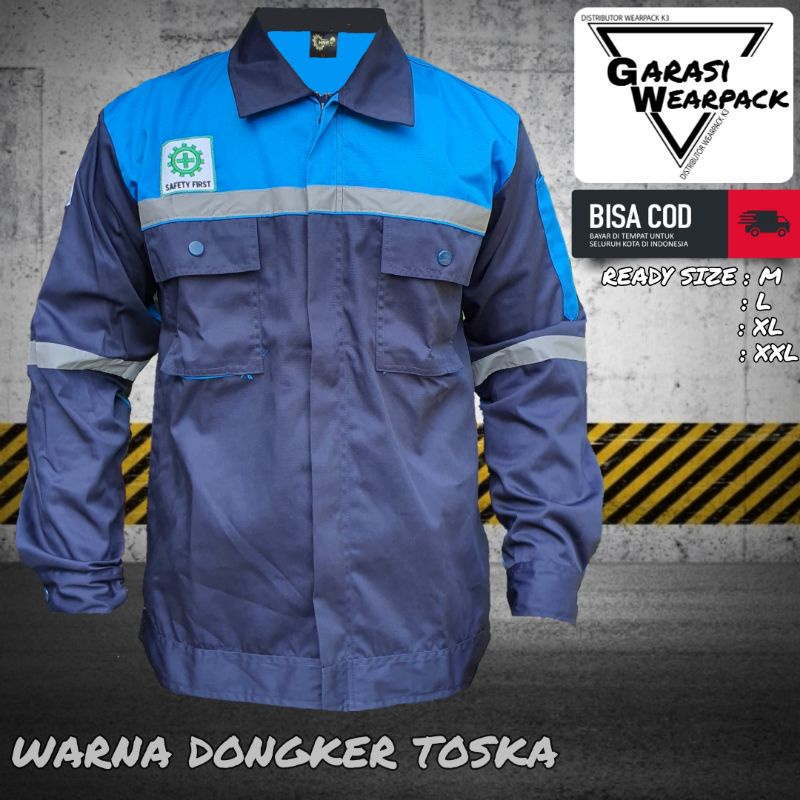 Wearpack atasan/ baju safety/ kemeja safety K3/ APD Baju proyek / Dongker toska