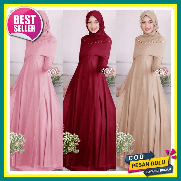 Maxi Sheila Brukat Gamis Syar'I Wanita Lebaran Mewah Terbaru 2021 2022 Longdress Modis Model Duyung 