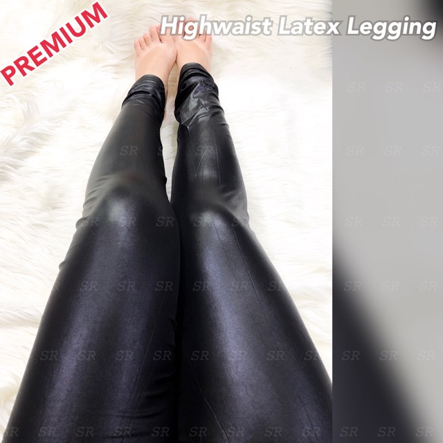 Legging Latex Kulit Import Highwaist Premium Jumbo