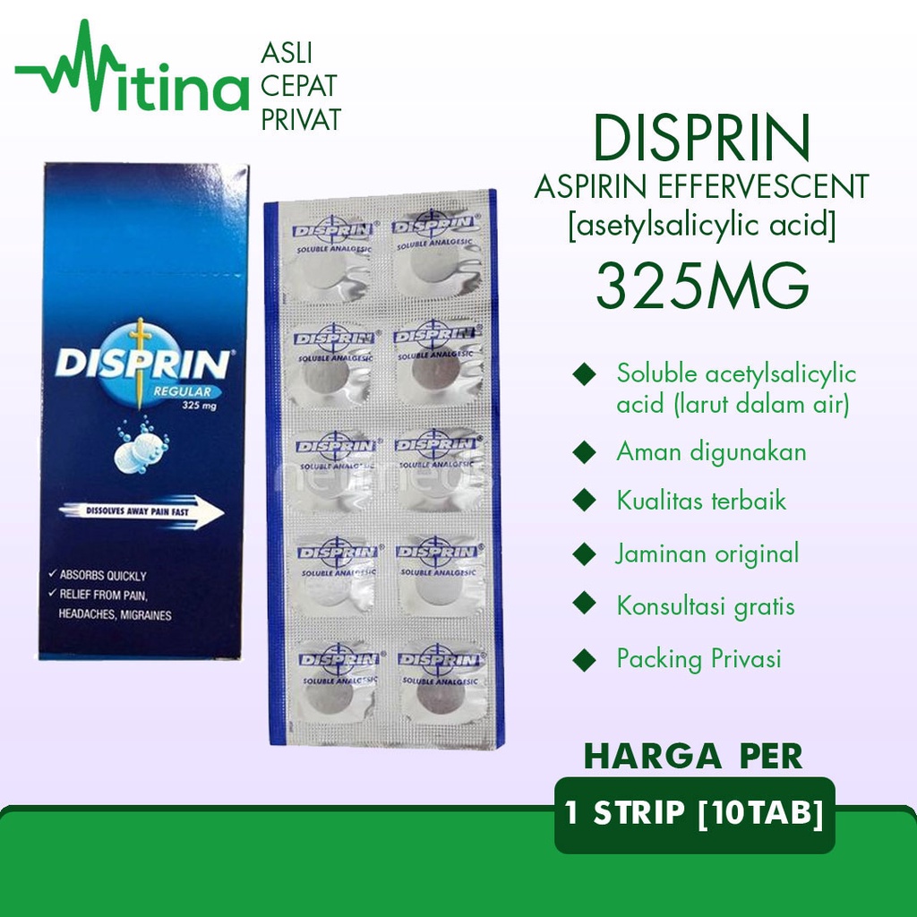 DISPRIN SOLUBLE ASPIRIN 325MG EFFERVESCENT ANALGESIC SAKIT KEPALA WATER SOLUBLE ASETYLSALCYLIC ACID