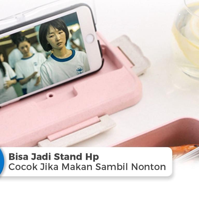 Miisoo Lunch Box Set Kotak Bekal Makan Jerami Gandum kotak makan Anti Tumpah Free Sendok dan Garpu