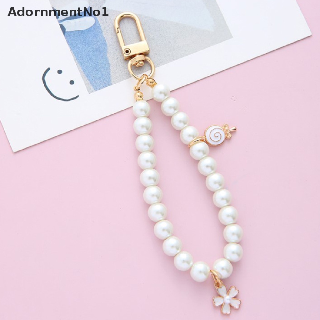 (AdornmentNo1) Gantungan Kunci Gaya Vintage Korea Aksen Mutiara Imitasi Bahan Metal Untuk Wanita