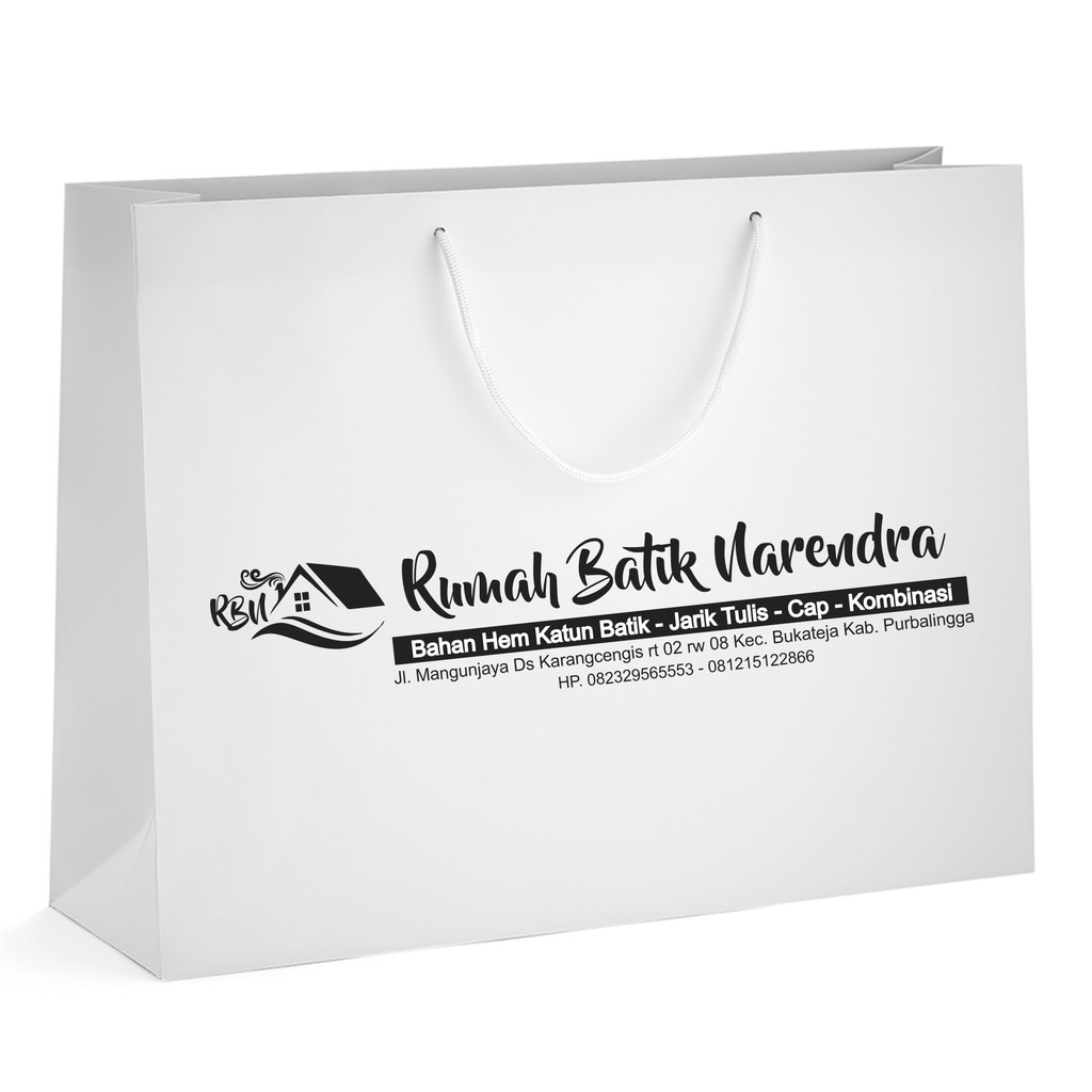 

Paperbag/goodiebag/ tas kertas custom Putih Doff uk 45 x 15 x 35