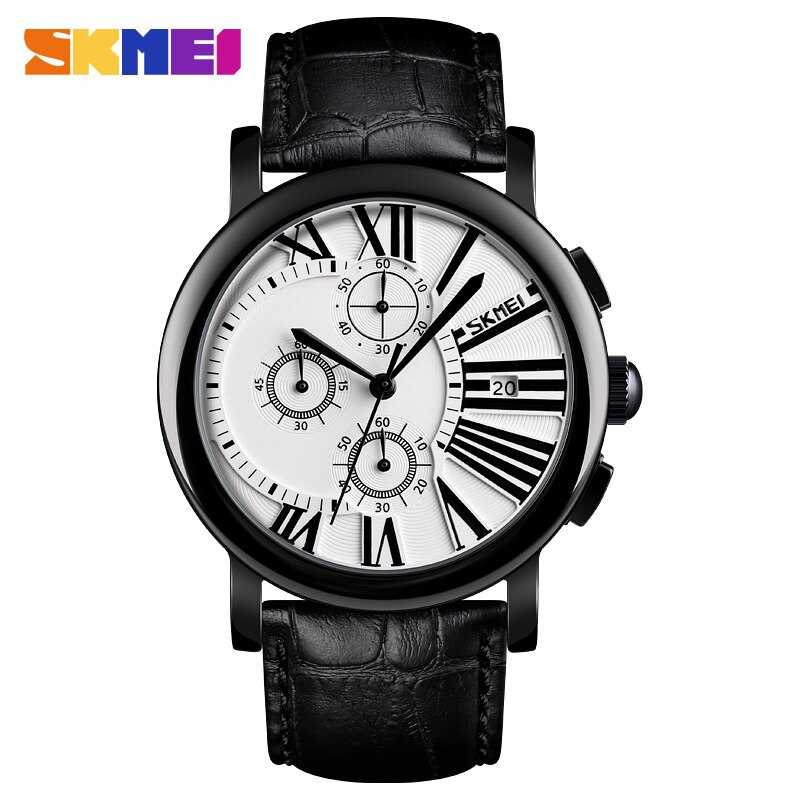 Jam Tangan Pria Analog  Leather Original SKMEI 9196CL-0