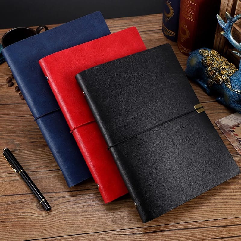 Triple W 4in1 Premium Leather Note Book Paper Kraft Grid Dotted Ruled Buku Kerja Catatan Agenda A5