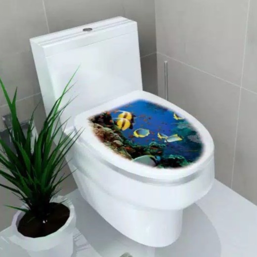 Stiker Dinding Kamar Mandi Tutup Closed WC Motif UNDERWATER Tahan Air Wall Sticker Kloset Rumah