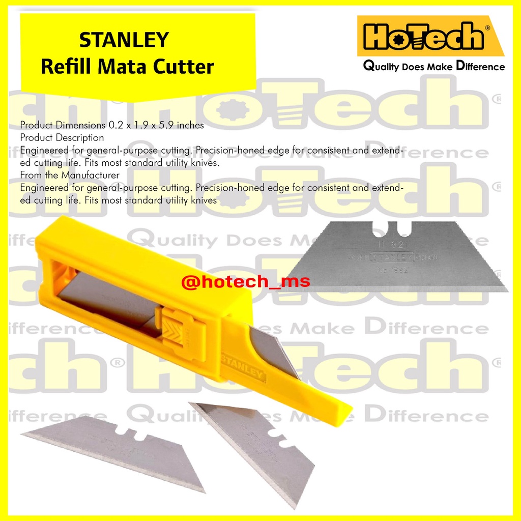 

Refiil Mata Cutter Stanley ( 11-921H ) Classic 1992 Utility @10 Pcs | Stanley Classic 1992 Dispenser | Refiil Cutter Knife Blade Sanley Classic 1992