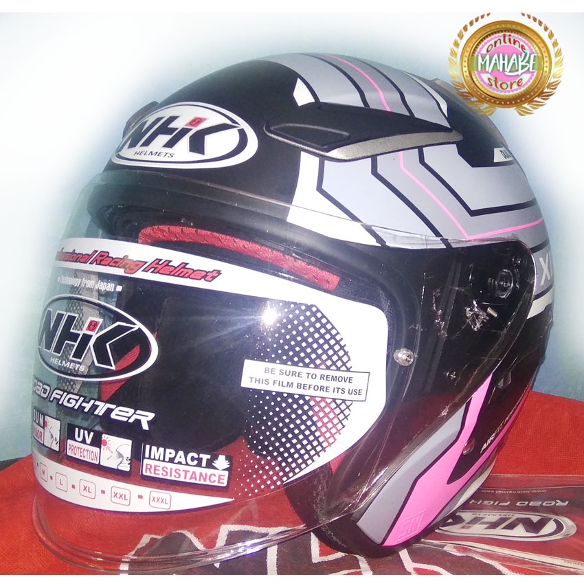 HELM NHK R1 XINOID NHK R-1 XINOID BLACK PINK DOFF DOUBLE VISOR ORIGINAL CUCI GUDANG MURAH