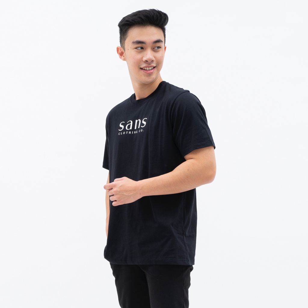 SANVANINA Baju Kaos Cotton Combed Unisex Sans Tee Black White Shirt | D-02