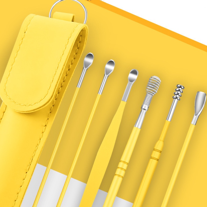 Korek Kuping Set Alat Pembersih Telinga High Quality Ear Wax Picker 6in1 Stainless Steel