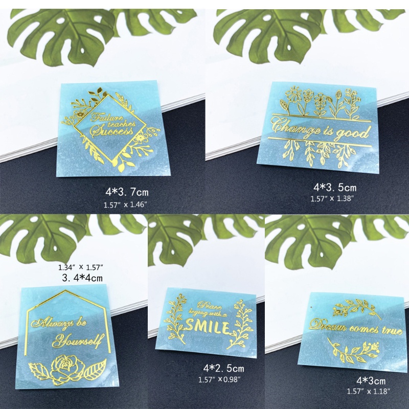 SIY  Golden Printing Sticker Epoxy Flower Series Blessing Sticker Gold-plated Peel-off Sticker for Scrapbook Journal