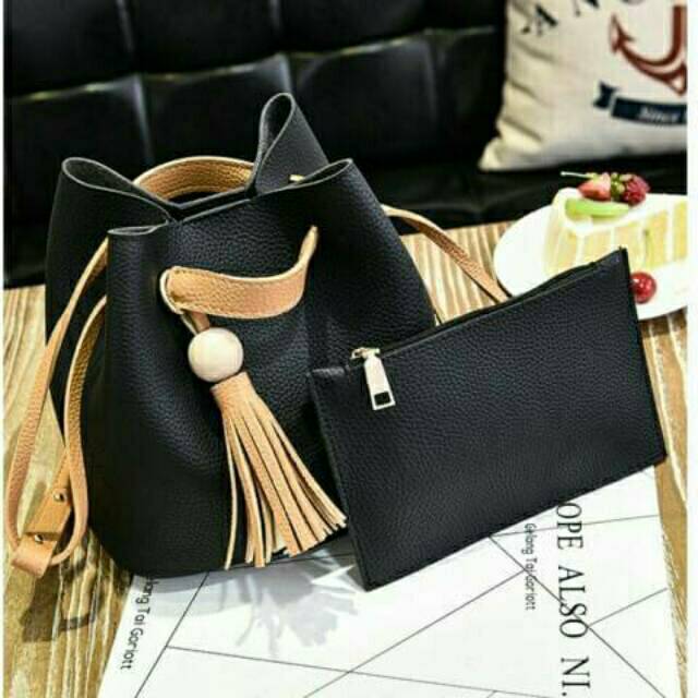 Z468 TAS WANITA - TAS BATAM IMPOR SET 2IN1 (5 PIL WARNA )