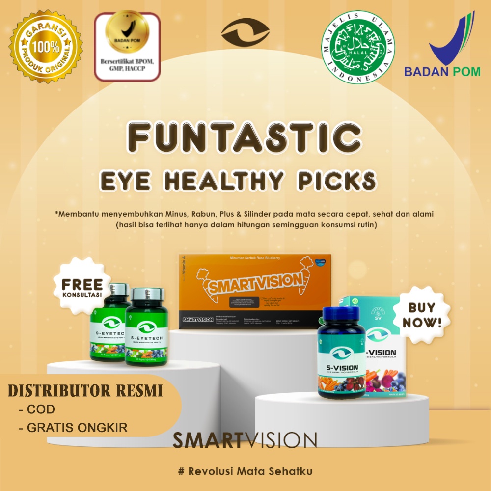 SMART VISION S-Vision &amp; S-Eyetech Suplemen Obat Mata Minus Silinder Terbukti Paling Ampuh 100 % Original Terbaik Murah Halal MUI BPOM