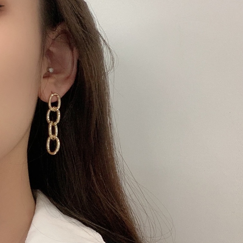 Anting Rantai Rumbai Panjang Bahan Logam Gaya retro hip-hop Eropa Amerika Untuk Klub Malam