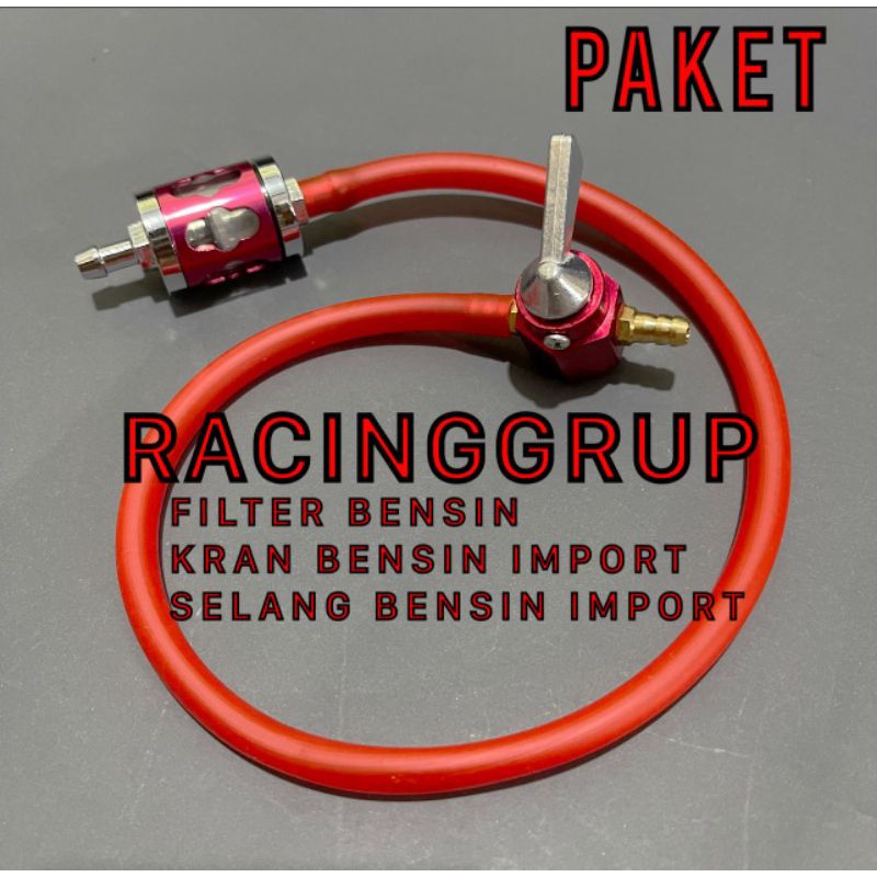 Paket Selang Bensin + Keran Bensin Cnc + Saringan Bensin Transparan CB150R CB100 Supra X Supra110 Supra125 Revo Absolute Blade Grand Legenda Beat Karbu Vario Karbu Spacy Jupiter Z Mx Vega R Vega Force F1ZR Rxk GL Tiger Megapro Scorpio Dll _ MERAH