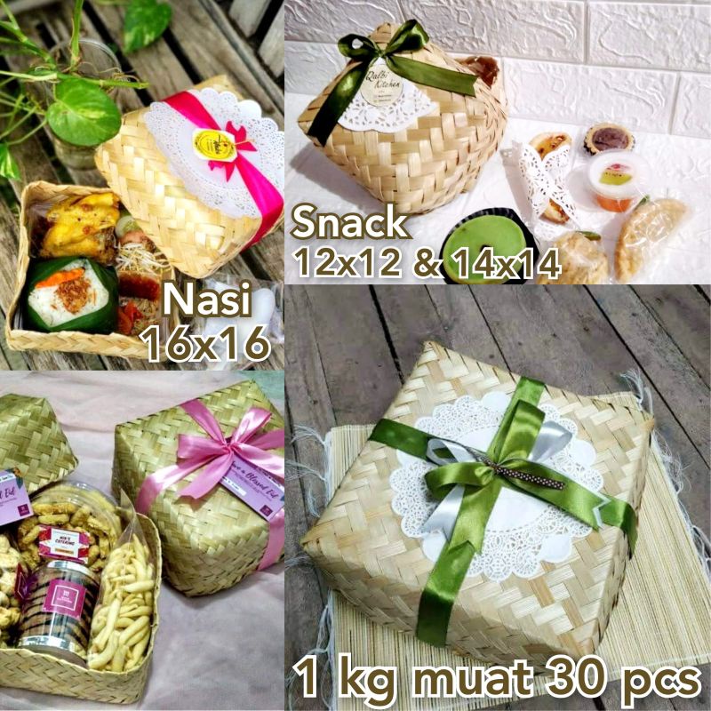 Besek Bambu/Pipiti/Box nasi/Hampers.anyaman bambu piring.getuk.pempek.