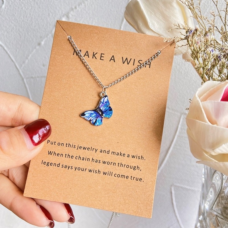 IFYOU Kalung Liontin Butterfly Warna Emas Gaya Korea Untuk Wanita