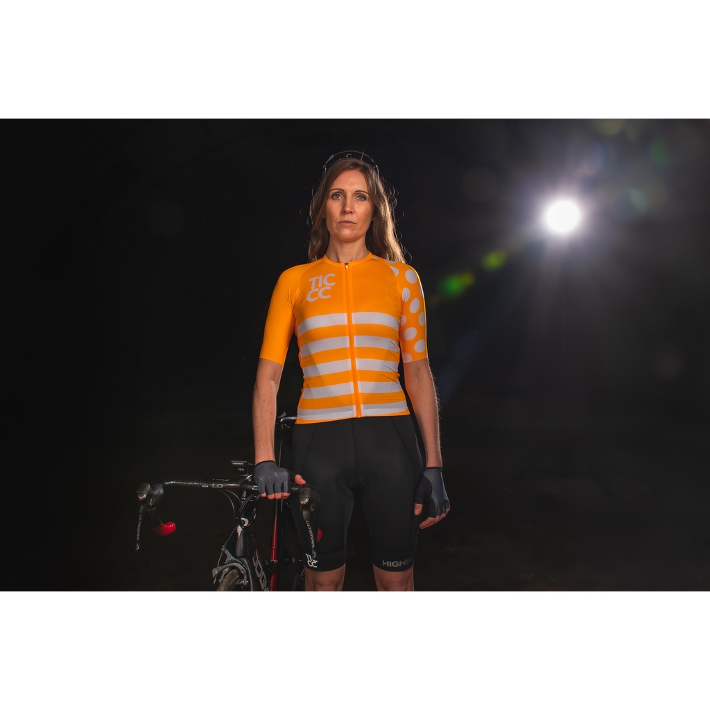 baju jersey roadbike wanita pria lengan pendek dan lengan panjang TIC CC ORANGE ,baju sepeda,jersey 