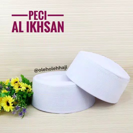 Peci Songkok Kopiah Haji Putih Polos Kaku Al Ikhsan Peci