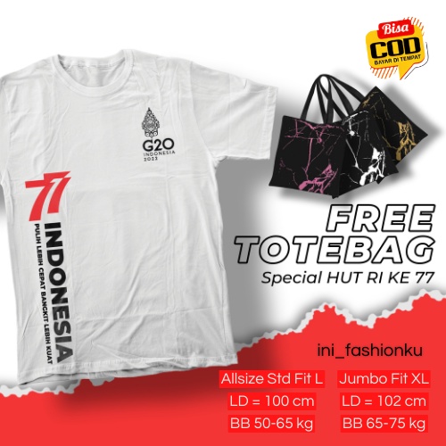 [FREE TOTEBAG] T-SHIRT DISTRO KEKINIAN DESAIN SPESIAL HUT KEMERDEKAAN / BAJU KAOS ATASAN DTF DESIGN KEMERDEKAAN UNISEX PRIA DAN WANITA BAGUS BISA COD