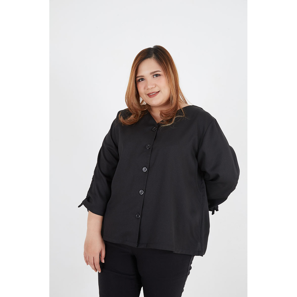 Sorabel - Auriez Plain V-Neck Big Blouse / Blouse Polos Wanita Lengan 3/4-5