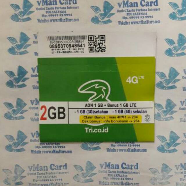 KARTU TRI AON 2GB (1GB + 1GB)