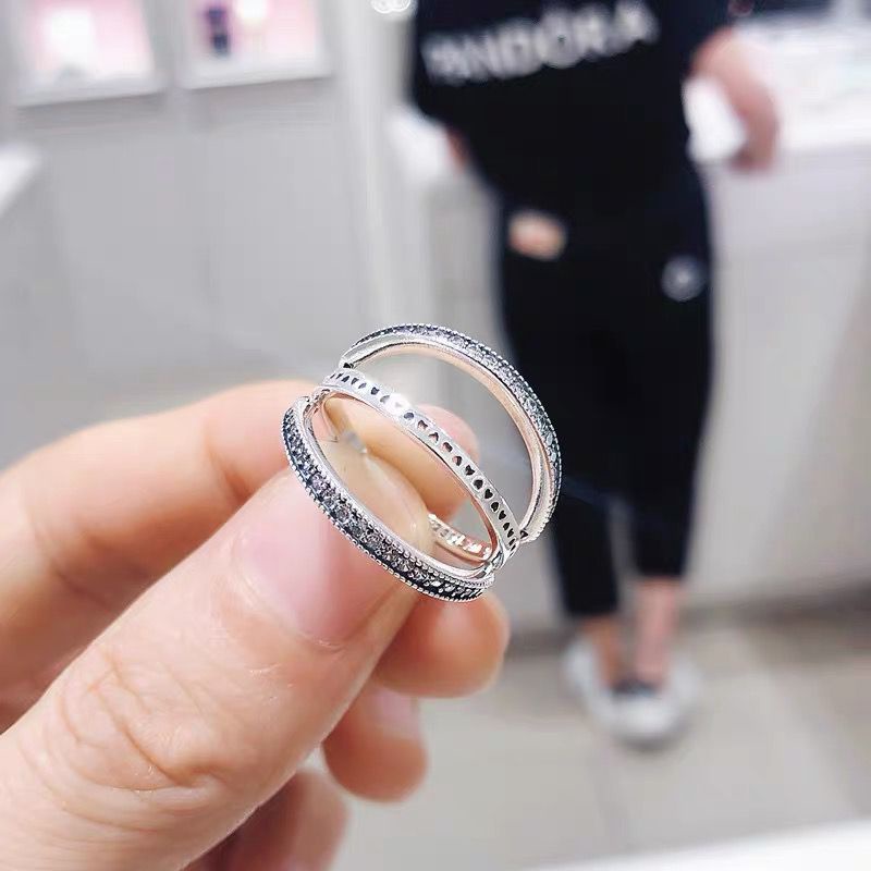 Pandora Cincin 925 Silver Hias Kubik Zirkon Berlian Untuk Wanita