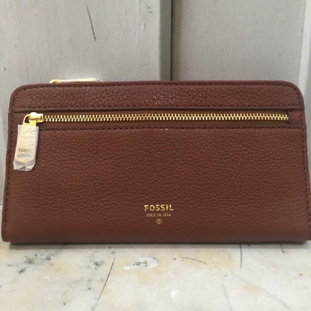 FOSSIL preston brown wallet dompet original leather kulit