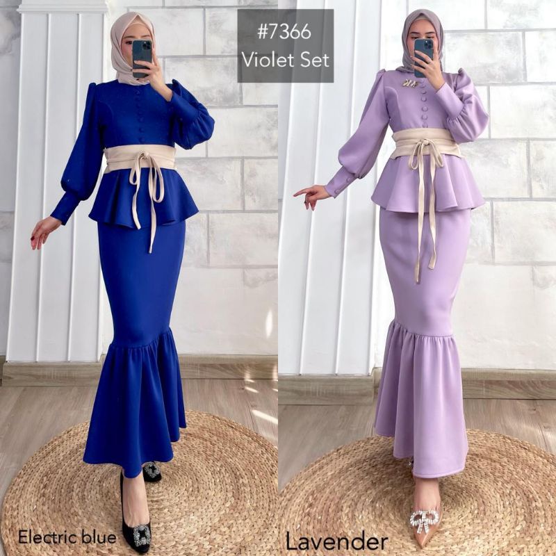 Violet set miss kami hijab | dress vilolet | violet dress miss kmai hijan | one set miss kami jijab