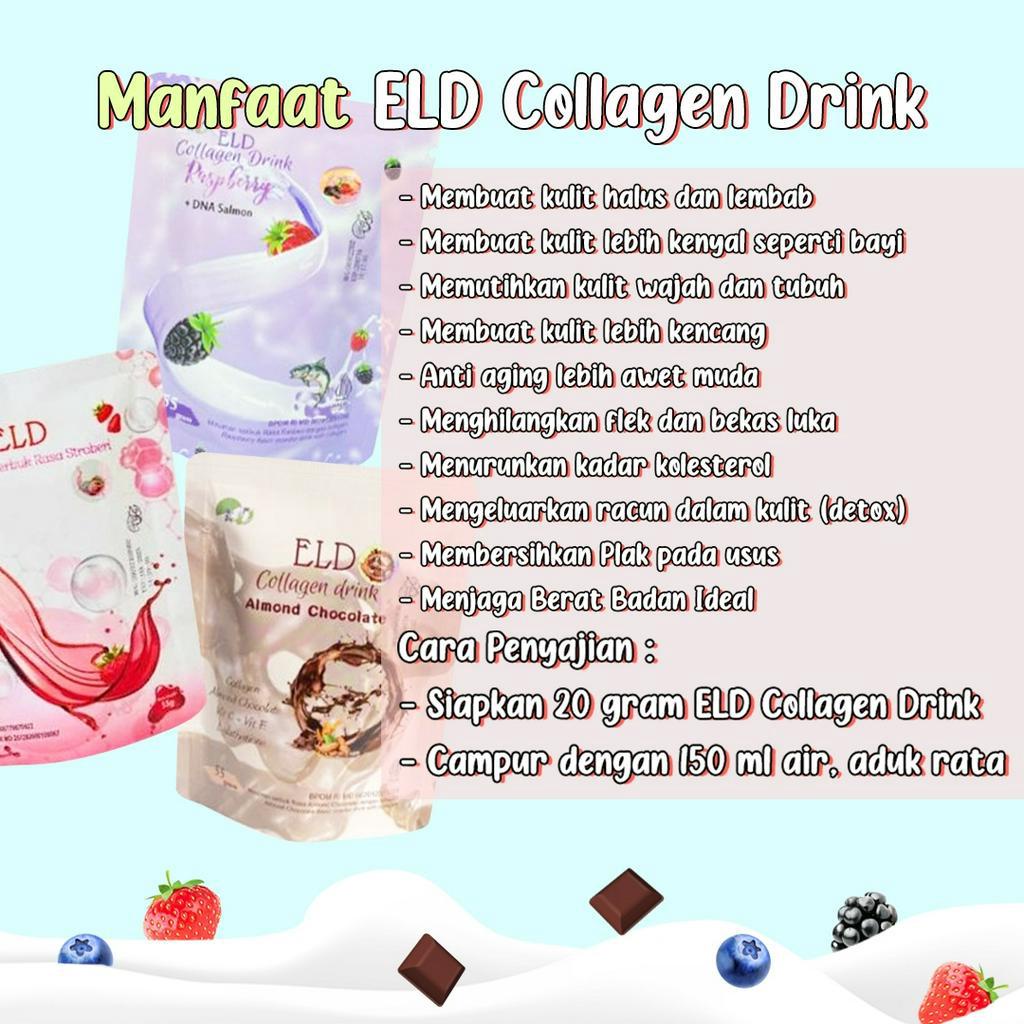 ELD COLLAGEN DRINK PEMUTIH &amp; PELANGSING BPOM ( STRAWBERRY SALMON / COKLAT ALMOND / RASPBERRY )