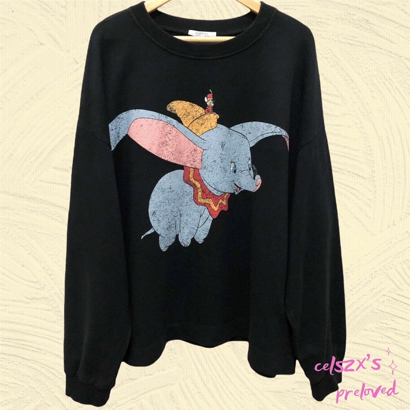 Preloved Zara x Disney Dumbo Cartoon Sweatshirt Black
