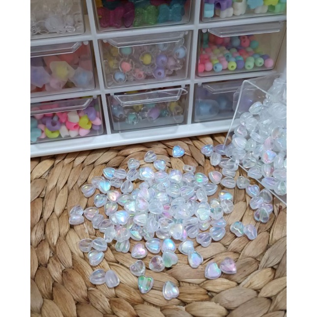10gr mote manik love glossy putih AB bahan craft kalung masker konektor bahan kerajinan DIY