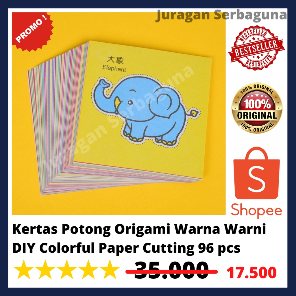 Kertas Potong Origami Warna Warni DIY Colorful Paper Cutting 96 pcs