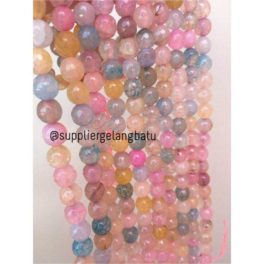 Natural Morgan FACETED beads 8mm CUTTING batu manik candy craft impor aksesoris supplier bahan beads
