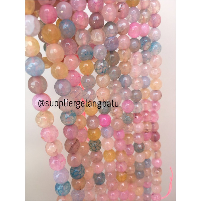 Natural Morgan FACETED beads 8mm CUTTING batu manik candy craft impor aksesoris supplier bahan beads