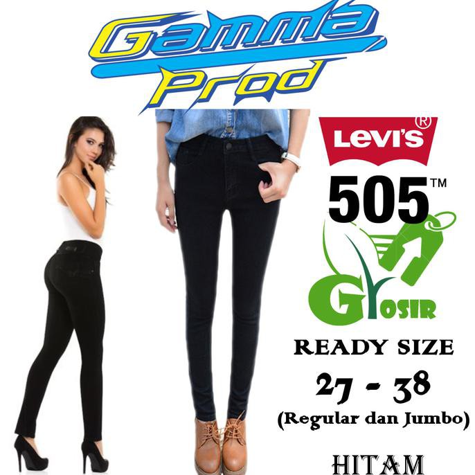 Celana Soft Jeans LEVIS 505 BLACK/HITAM Skinny WANITA GROSIR BIG SIZE - Hitam, 31 "HARGA PROMO"