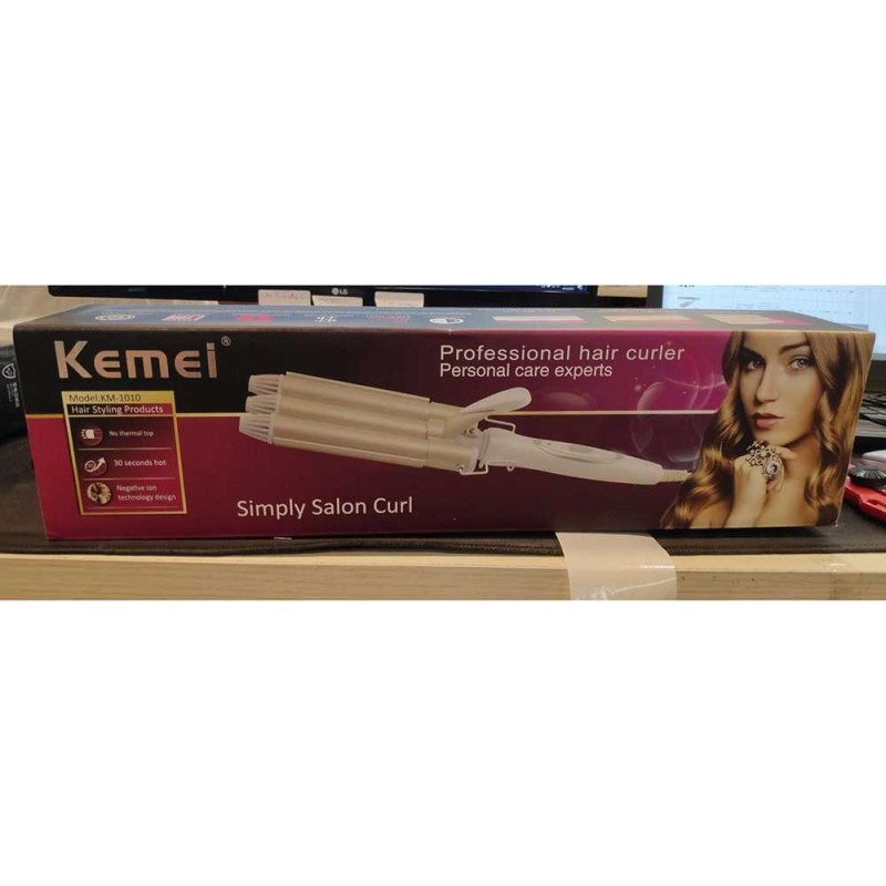 Catok Pengeriting Rambut Bentuk Curling Kemei Triple Barrel Ceramic