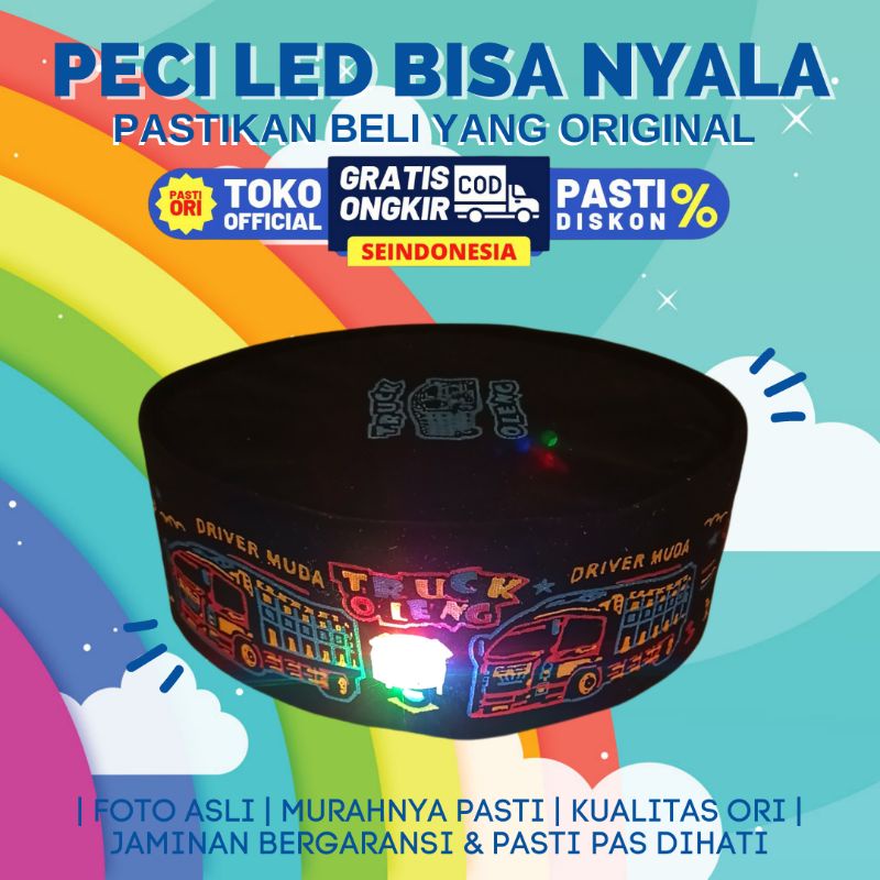 Peci Led Anak Songkok LED  Karakter Truk Truck Trek Oleng | SONGKOK BAGINDA